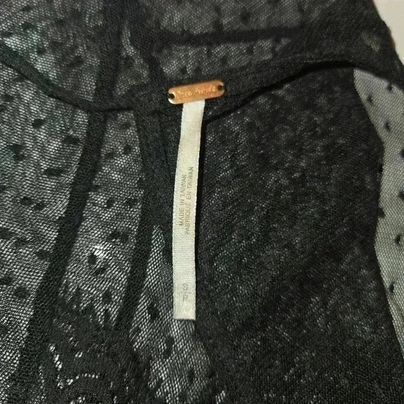 Free People Sheer Crochet Lace Embroidered Maxi Dress Top Black Size Small - Picture 9 of 12